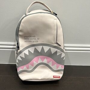 Sprayground Cream and Pink Shark Backpack